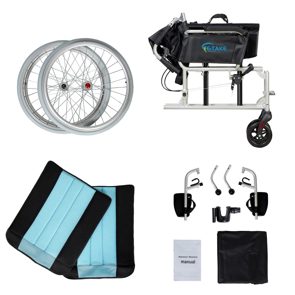 Lenoura Air-Magnesium Ultra-Lite | The World's Lightest Folding Wheelchair (20" Wide Seat)